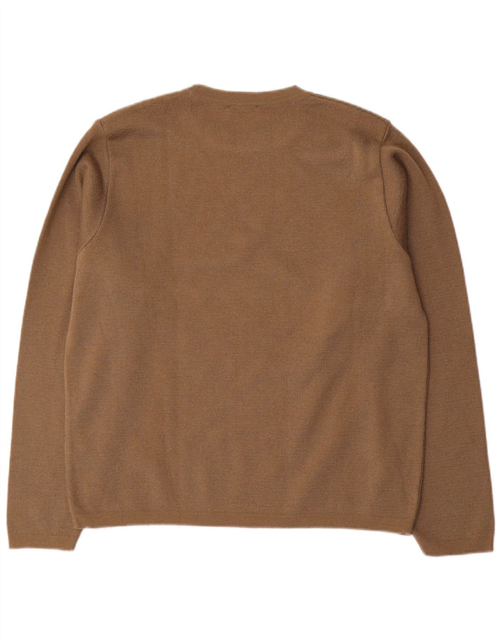 Trussardi Jeans muški džemper s okruglim izrezom srednje smeđe vune