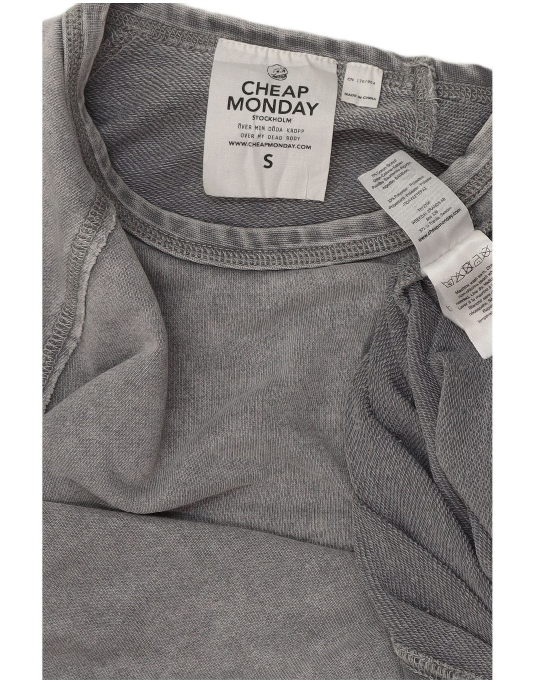 CHEAP MONDAY Mens Sweatshirt Jumper Small Grey Cotton