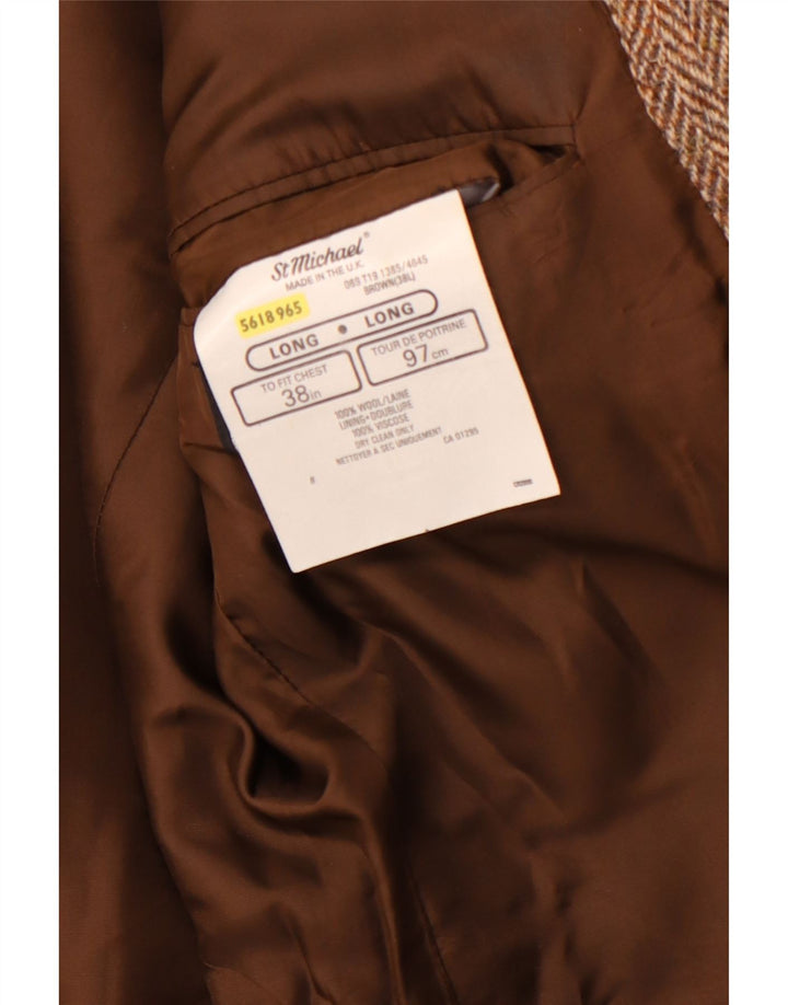 ST MICHAEL Muška jakna sa 2 gumba UK 38 Srednje smeđa vuna riblja kost