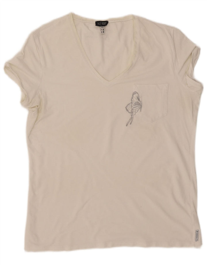 ARMANI JEANS Womens T-Shirt Top EU 48 2XL White