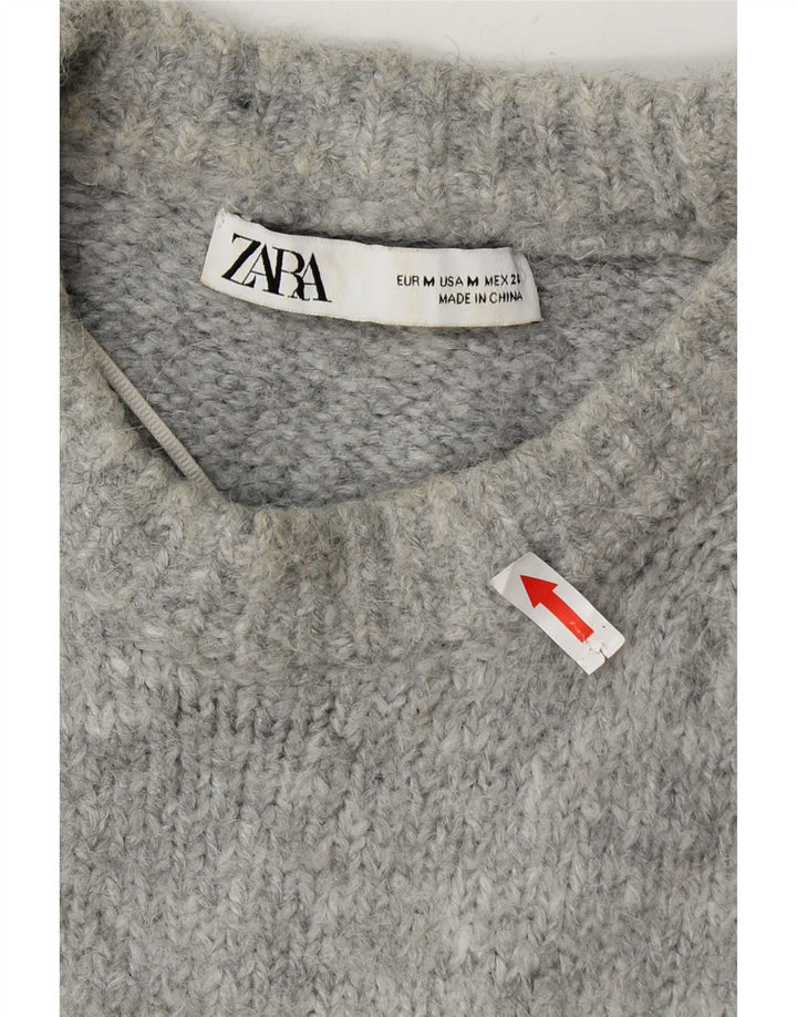 Zara ženski pulover s okruglim izrezom UK 14 srednje sivi akril