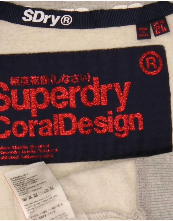 Superdry ženska gornja jakna trenirke Graphic UK 10 Mala siva pamuk