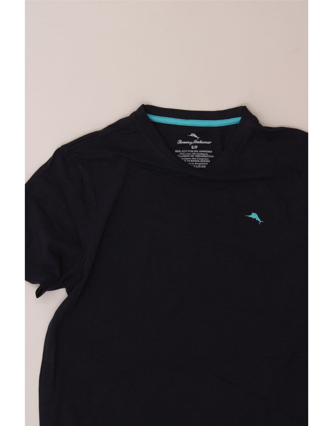 TOMMY BAHAMA Mens T-Shirt Top Small Navy Blue Cotton Vintage Tommy Bahama and Second-Hand Tommy Bahama from Messina Hembry 