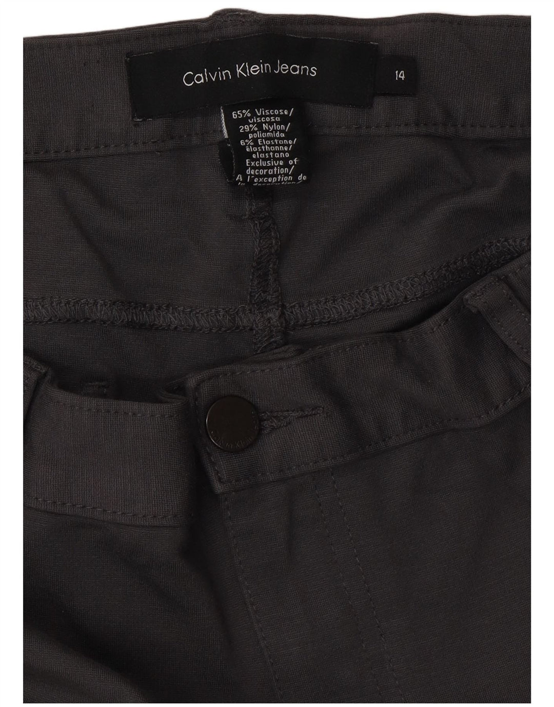 CALVIN KLEIN Ženske uske ležerne hlače US 14 XL W34 L32 Siva viskoza