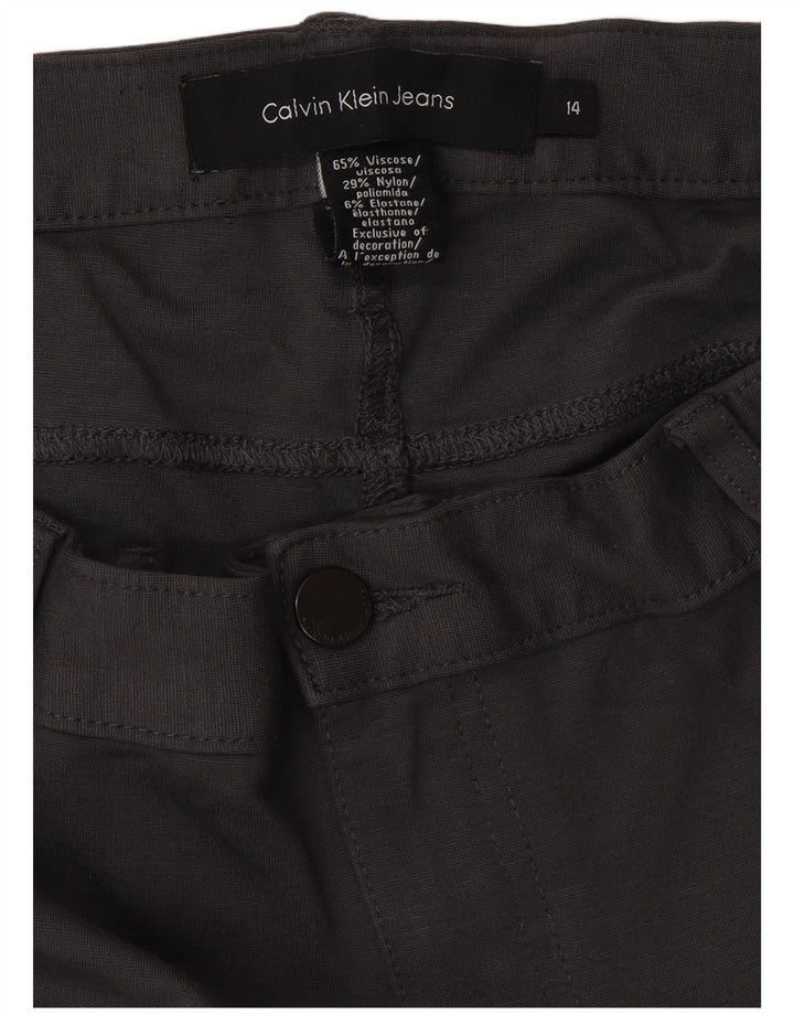 CALVIN KLEIN Ženske uske ležerne hlače US 14 XL W34 L32 Siva viskoza