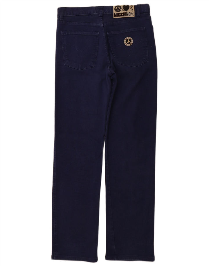 MOSCHINO Ženske ravne traperice visokog struka W32 L32 tamnoplavi pamuk