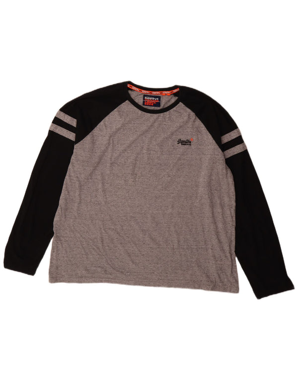 Superdry muška majica dugih rukava 3XL sivi pamuk u boji