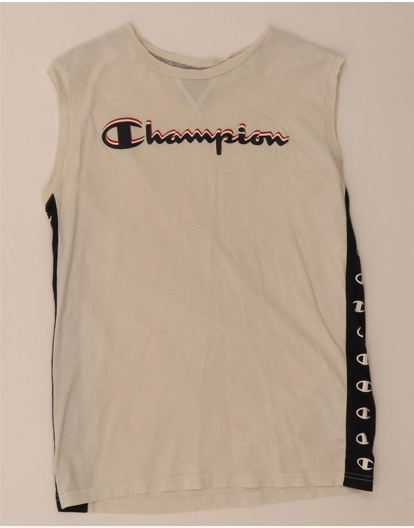 Champion Boys Graphic Vest Top 13-14 Years XL White Colourblock Pamuk