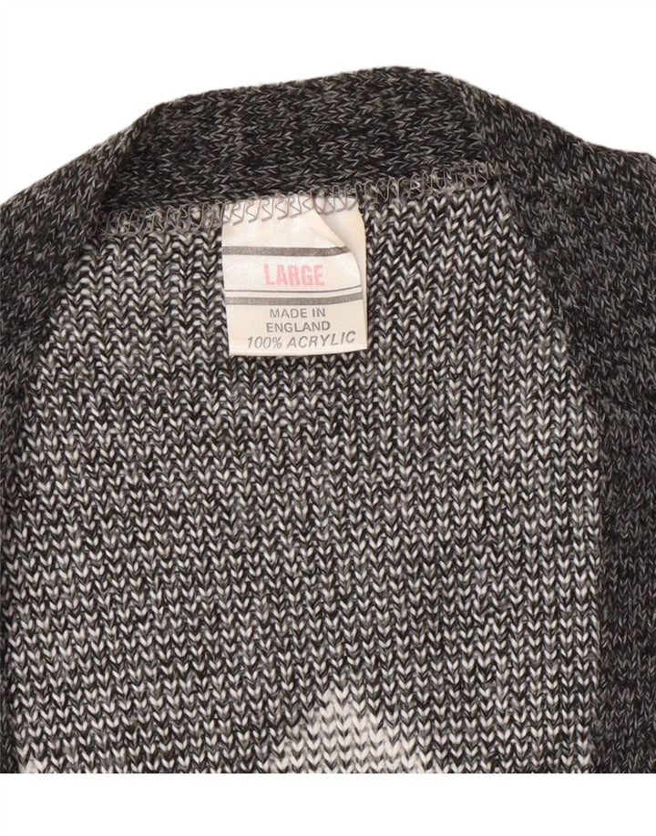 VINTAGE Mens Cardigan Sweater Large Grey Argyle/Diamond Acrylic Vintage Vintage and Second-Hand Vintage from Messina Hembry 