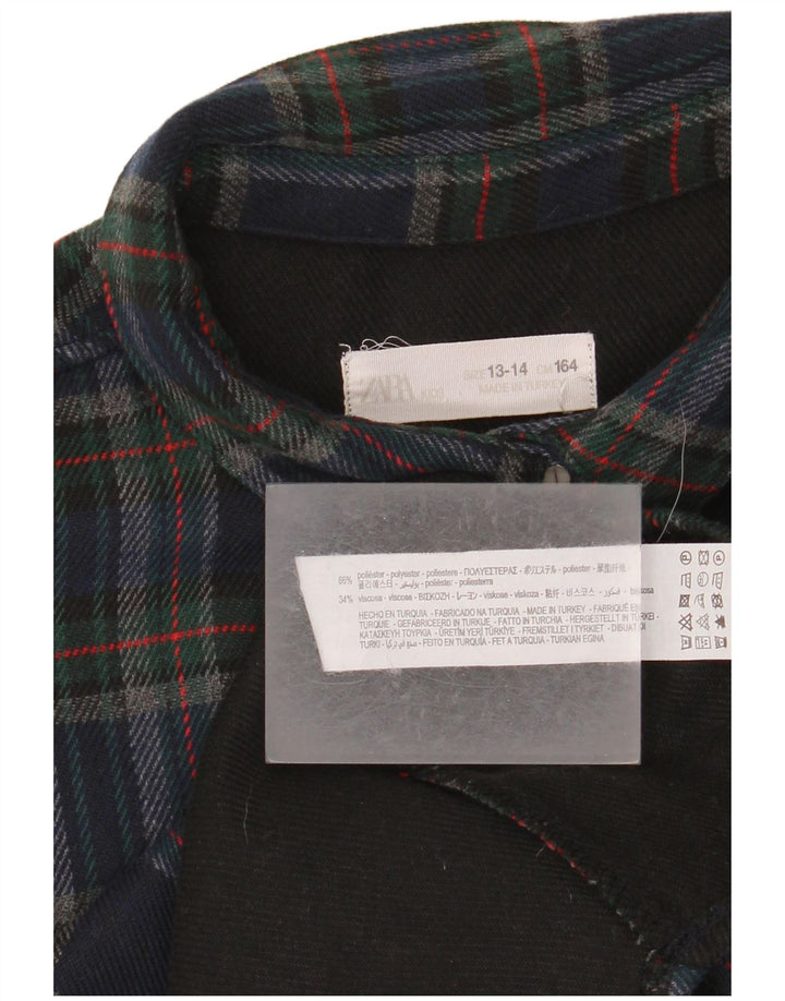 Zara Boys Overshirt Flanel Shirt 13-14 Year Mornarsko plava karirana poliester