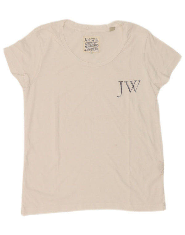 Jack Wills Ženska grafička majica kratkih rukava UK 6 XS Bijeli pamuk