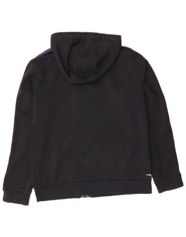 ADIDAS Womens Zip Hoodie Sweater UK 16/18 Large Navy Blue Cotton