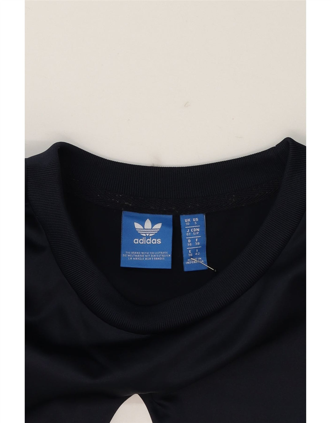 ADIDAS Womens Oversized Graphic Sweatshirt Jumper UK 10 Small  Navy Blue Vintage Adidas and Second-Hand Adidas from Messina Hembry 