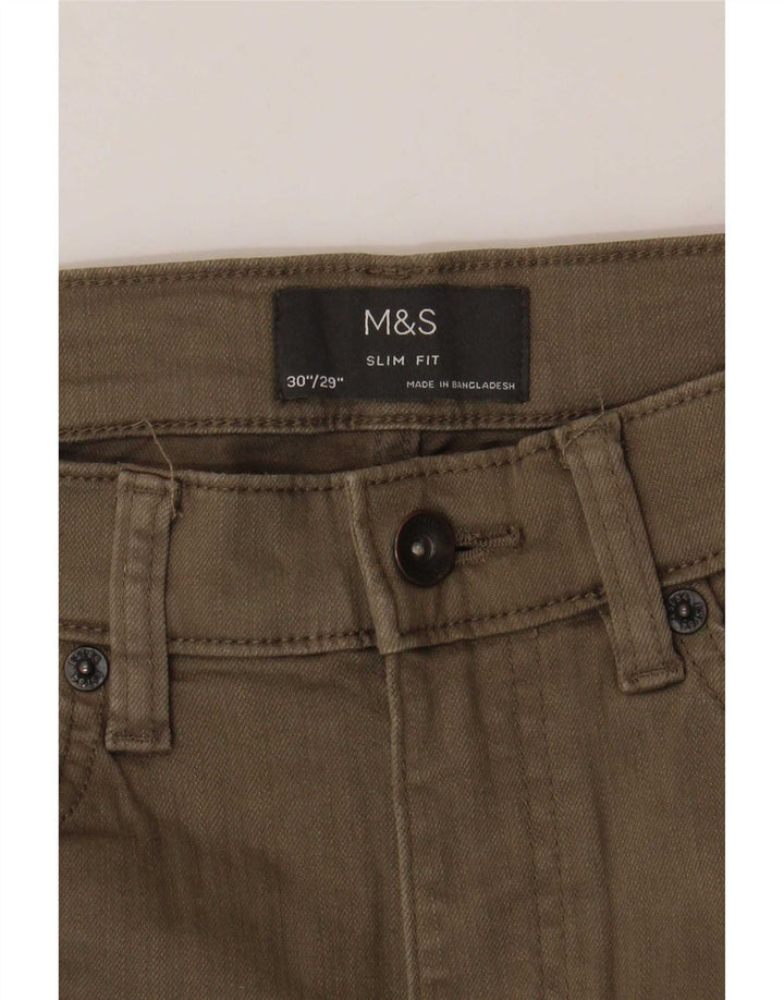 Marks & Spencer muške uske traperice W30 L29 Kaki pamuk
