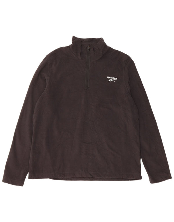 REEBOK muški džemper od flisa s patentnim izrezom XL crni poliester