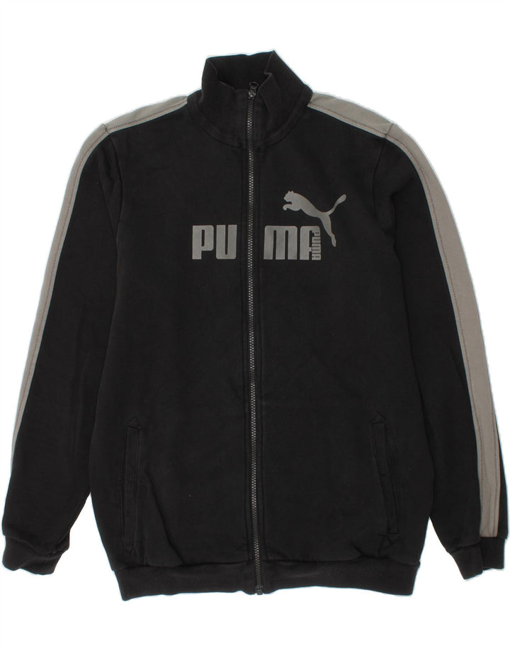 PUMA Boys Graphic Tracksuit Top Jacket 15-16 Years Black Colourblock Vintage Puma and Second-Hand Puma from Messina Hembry 