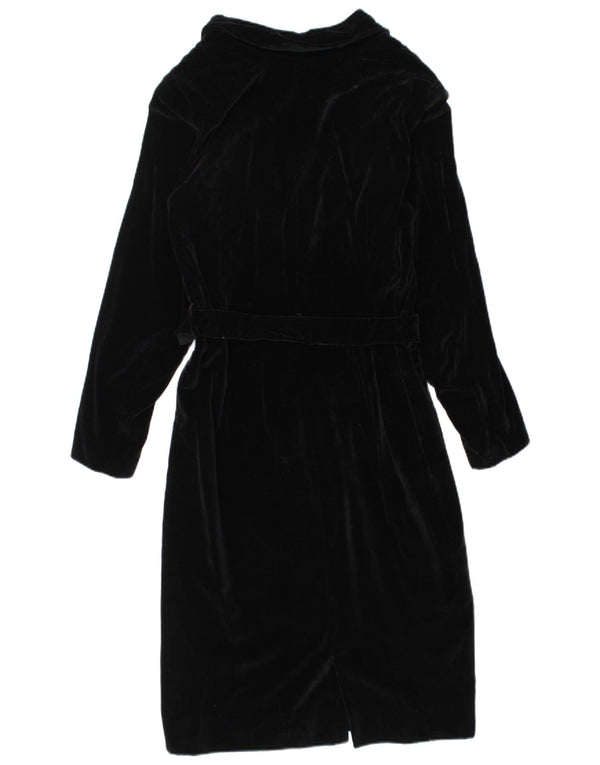 Vintage ženska baršunasta haljina dugih rukava UK 12 srednje crna