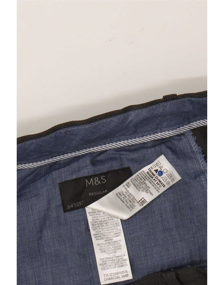 Marks & Spencer muške uobičajene hlače W34 L29 sivi poliester