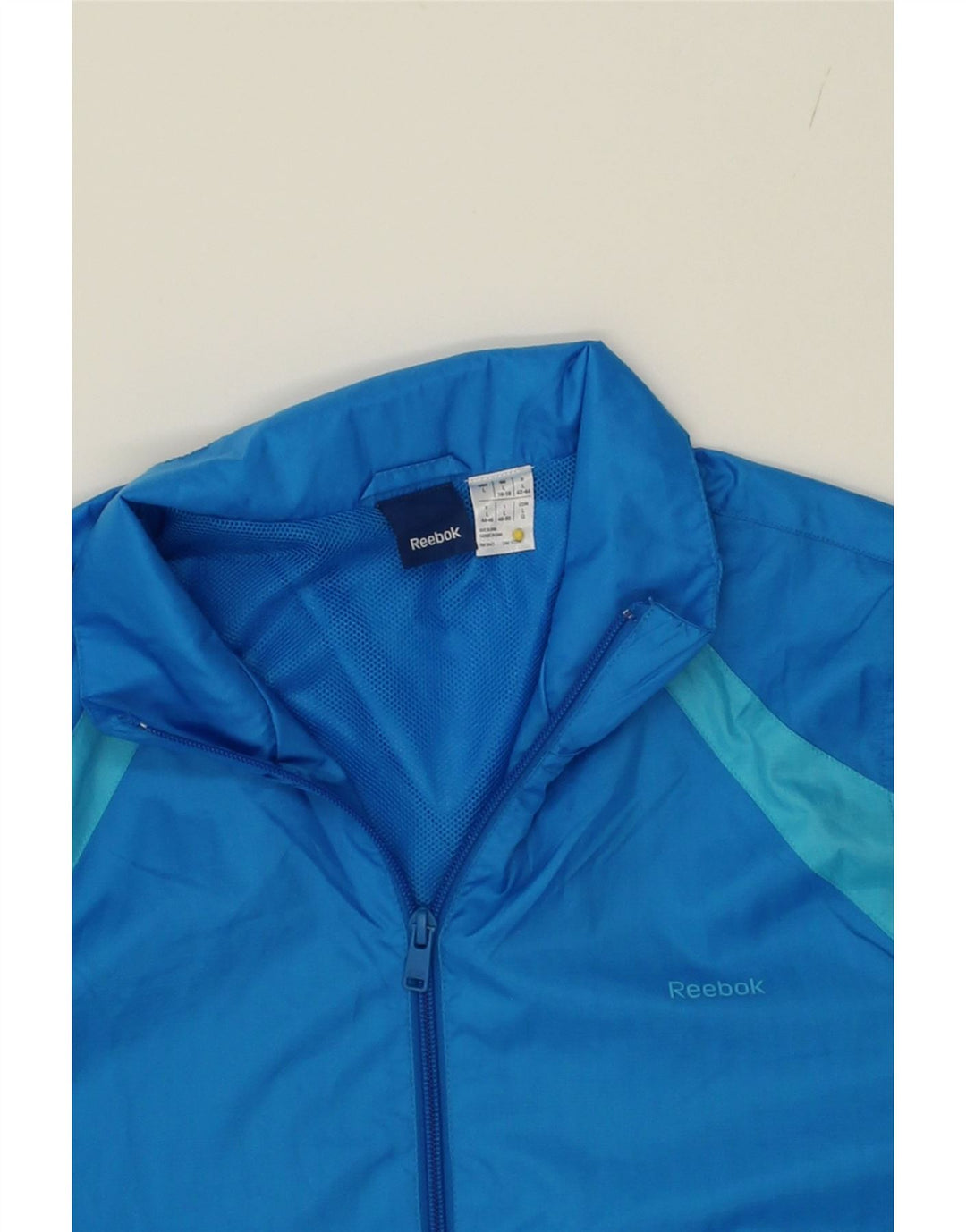 REEBOK Womens Tracksuit Top Jacket UK 16/18 Large Blue Colourblock Vintage Reebok and Second-Hand Reebok from Messina Hembry 