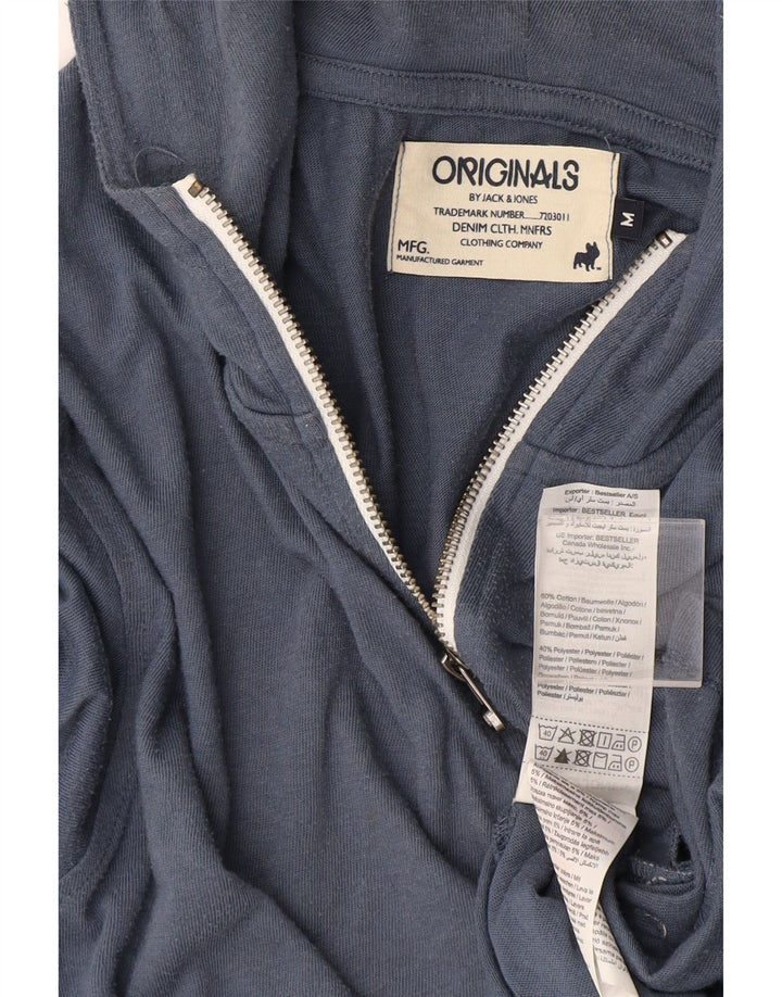 Jack & Jones muški pulover s kapuljačom na patentni zatvarač srednje plavi pamuk