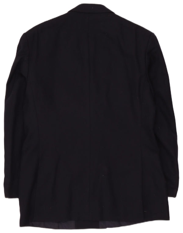 St Michael Mens Double Breasted Blazer Jacket UK 38 Medium Navy Blue Wool