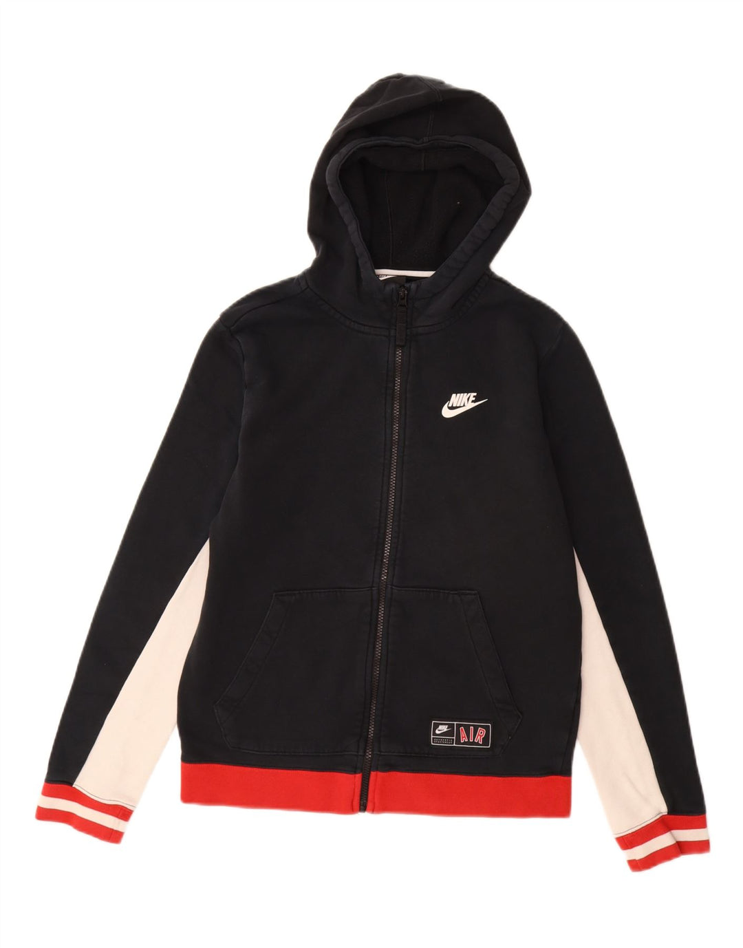 NIKE Boys Graphic Zip Hoodie pulover 13-14 Years XL Black Colourblock