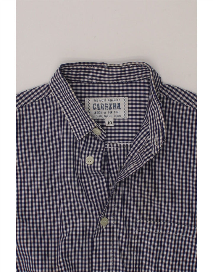 CARRERA Boys Shirt 9-10 Years Navy Blue Gingham Vintage Carrera and Second-Hand Carrera from Messina Hembry 