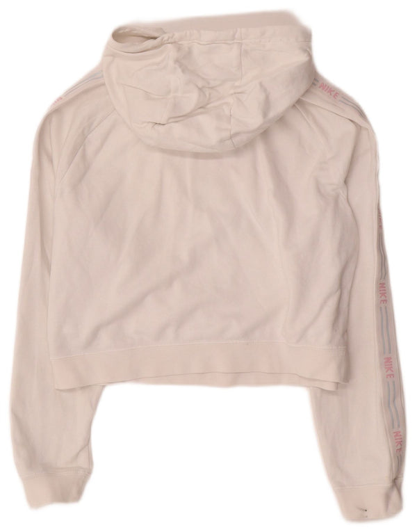 NIKE Ženska prevelika majica s kapuljačom s kapuljačom UK 10 Mala bijela