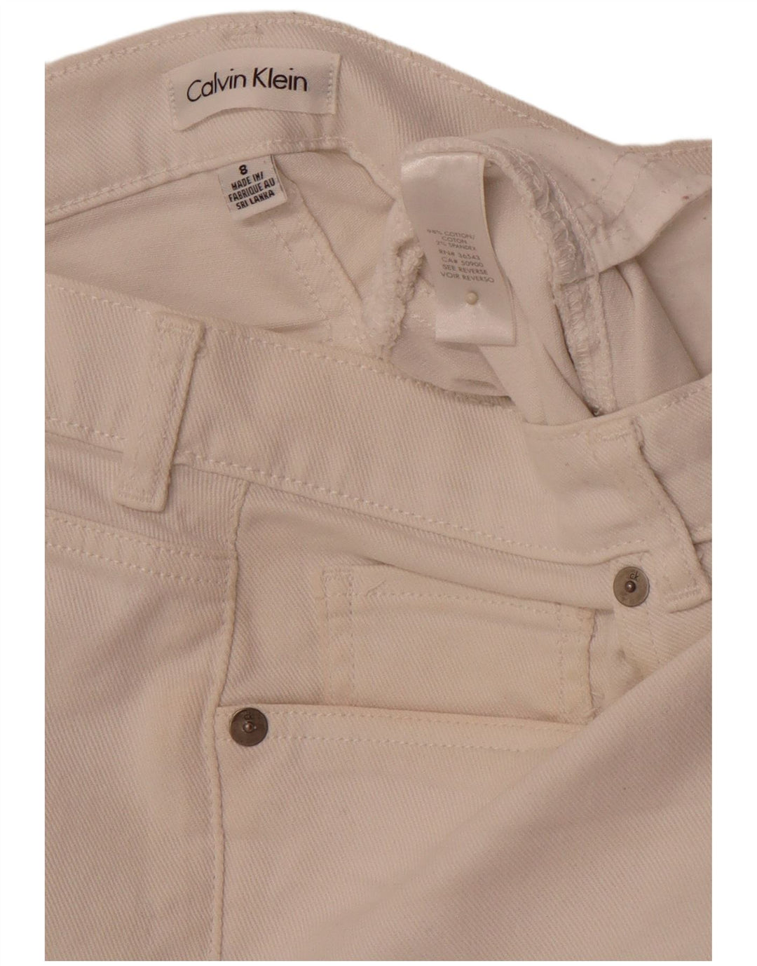 CALVIN KLEIN Ženske traper kratke hlače US 8 srednje W32 bijeli pamuk