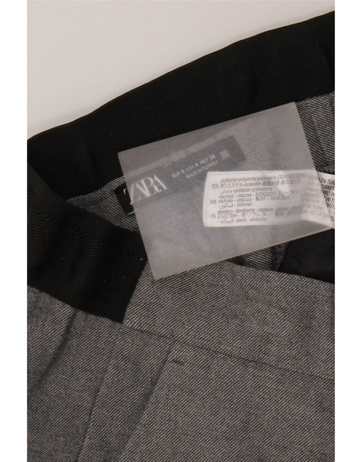 Zara ženske ravne chino hlače male W26 L27 sivi poliester