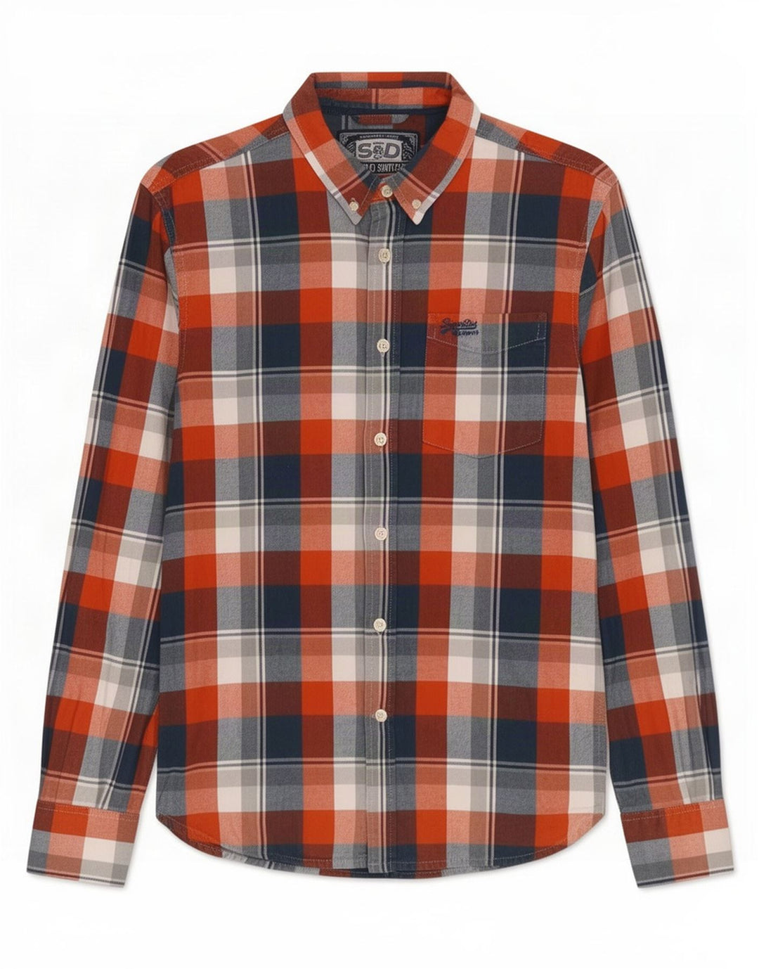 Superdry muška flanelska košulja, veliki crveni karirani pamuk