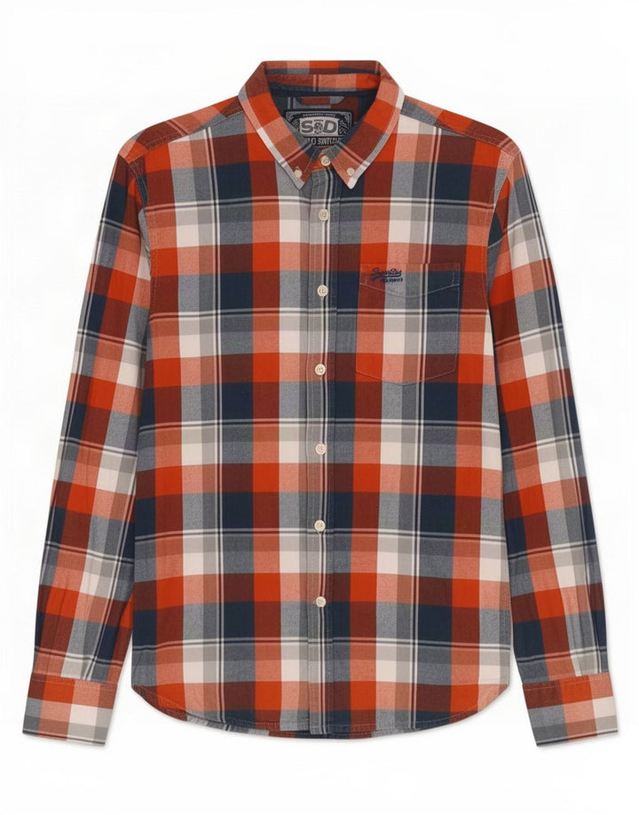 Superdry muška flanelska košulja, veliki crveni karirani pamuk
