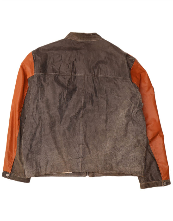 Tom Tailor muška kožna jakna UK 44 2XL siva koža blok boja