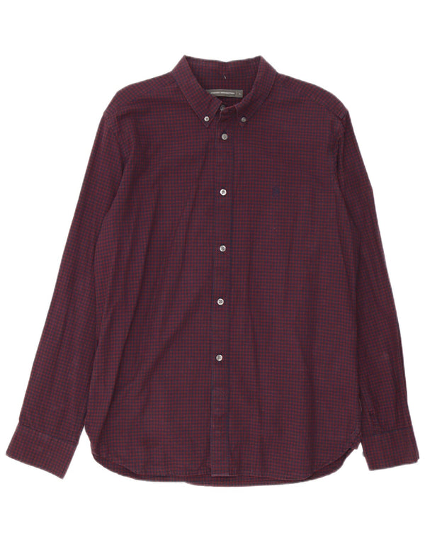 French Connection muška košulja Large Burgundy Gingham pamuk