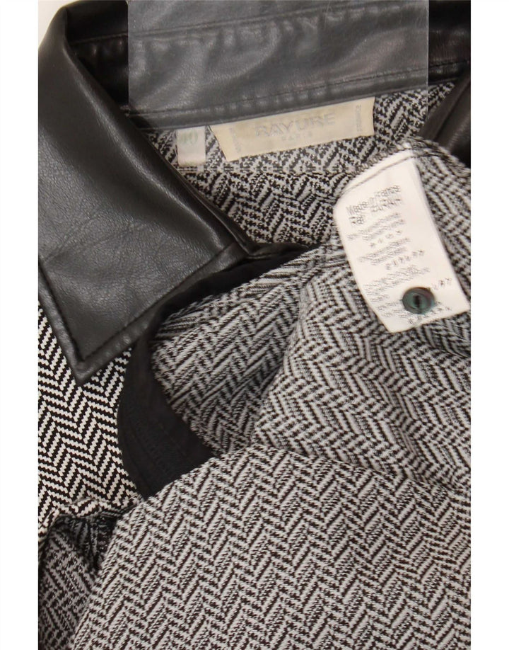 Vintage ženska bluza košulja EU 40 srednje crne riblje kosti od poliamida