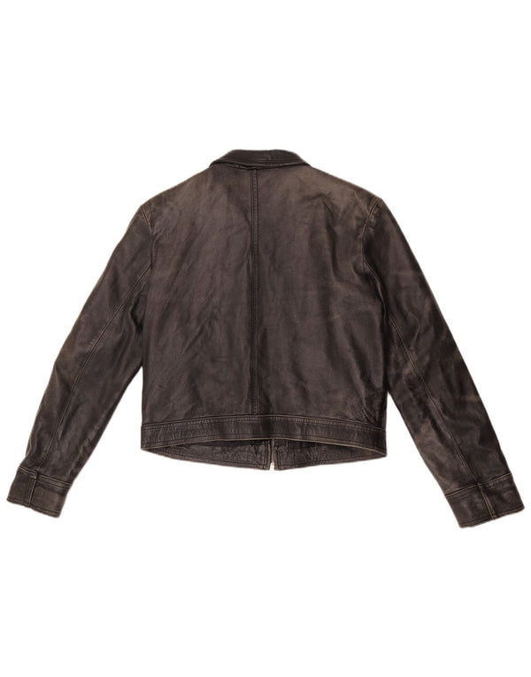 Vintage ženska crna kožna jakna UK 14 srednje crna koža