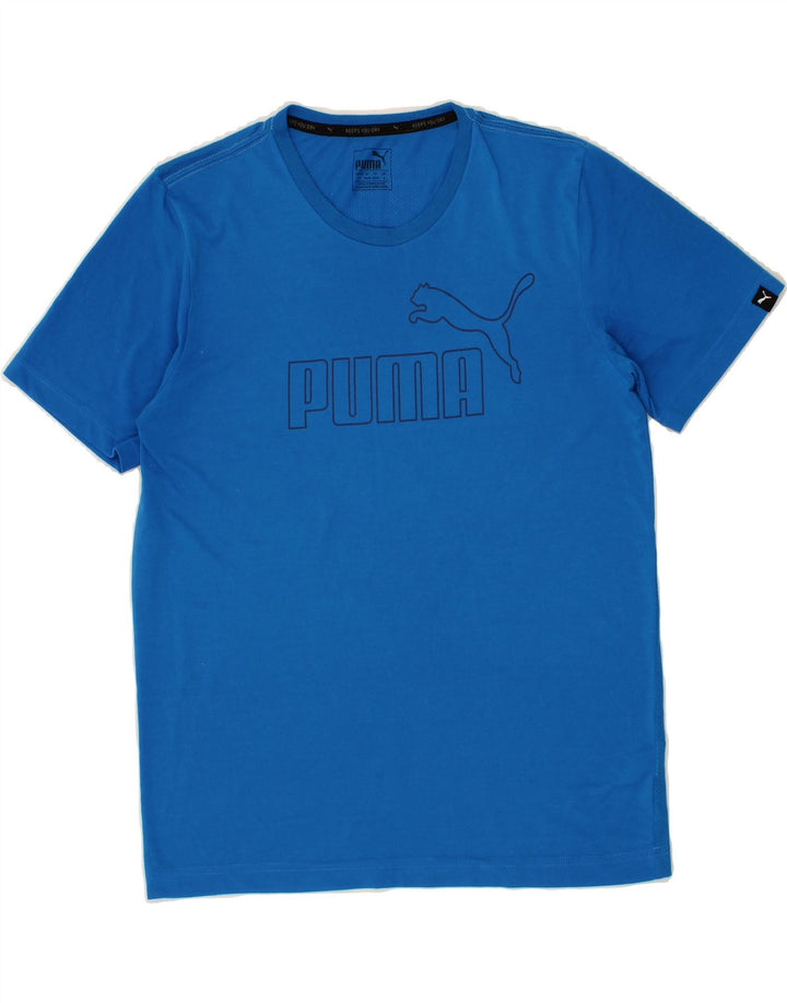 PUMA Mens Graphic T-Shirt Top Small Blue Polyester Vintage Puma and Second-Hand Puma from Messina Hembry 