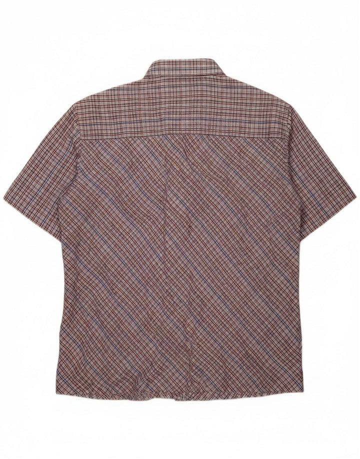 FRENCH CONNECTION Mens Short Sleeve Shirt Large Purple Check Polyester