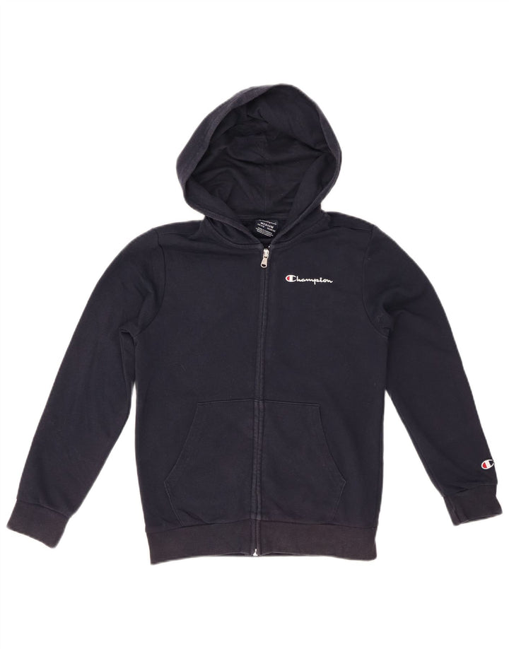 CHAMPION Džemper s kapuljačom s grafičkim patentnim zatvaračem 9-10 godina srednje tamnoplave boje