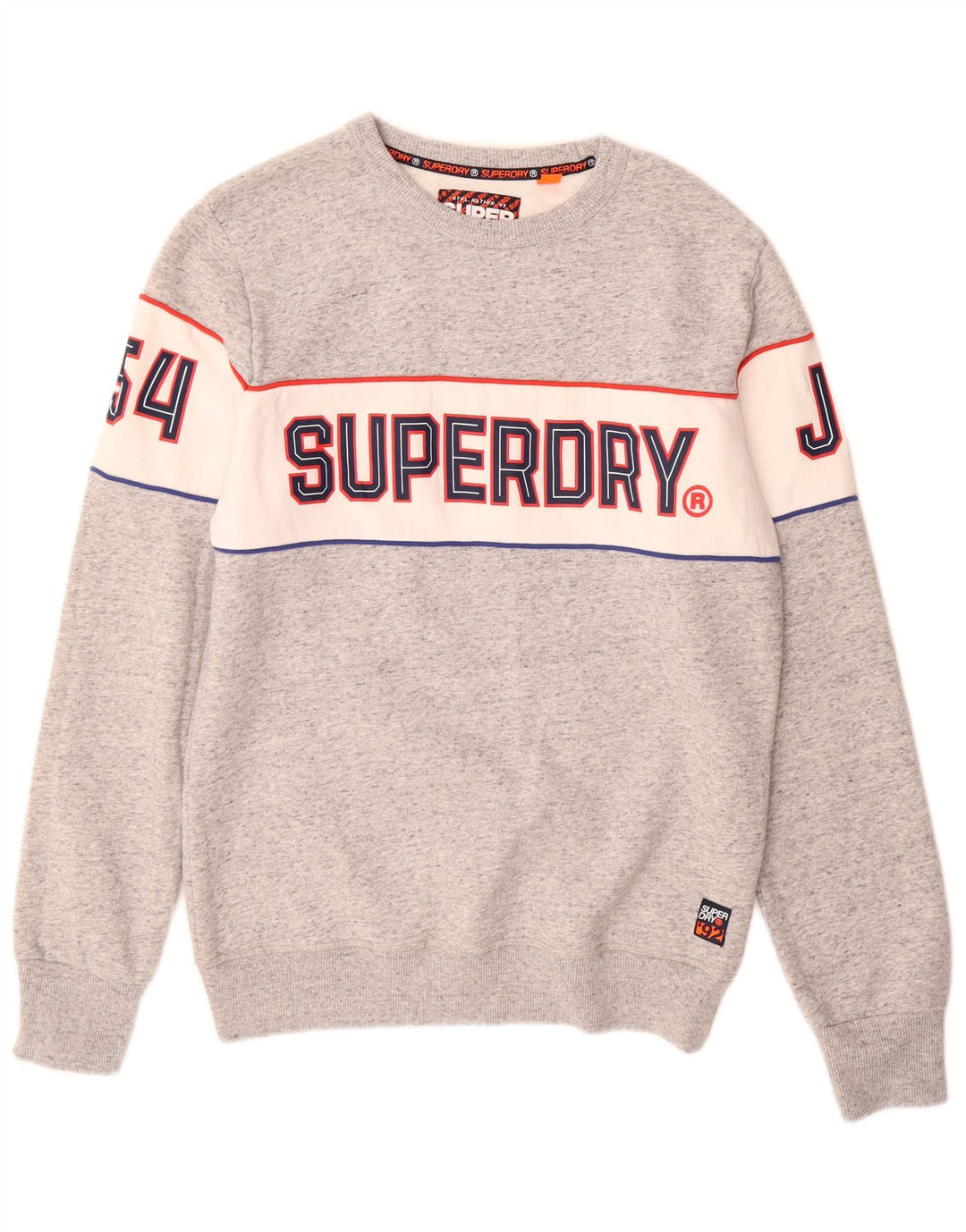 SUPERDRY muški džemper s grafičkim motivima, veliki sivi pamuk u blokovima boja