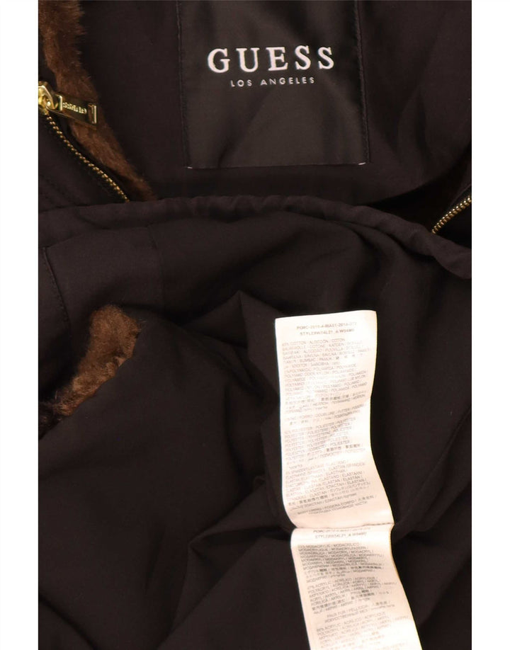 Guess ženska jakna parka s kapuljačom s grafičkim motivima UK 6 XS crni poliester