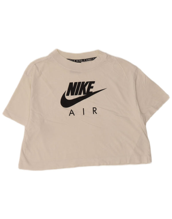NIKE ženska majica kratkih rukava s velikim grafičkim kratkim rukavima UK 10 Small White Cotton