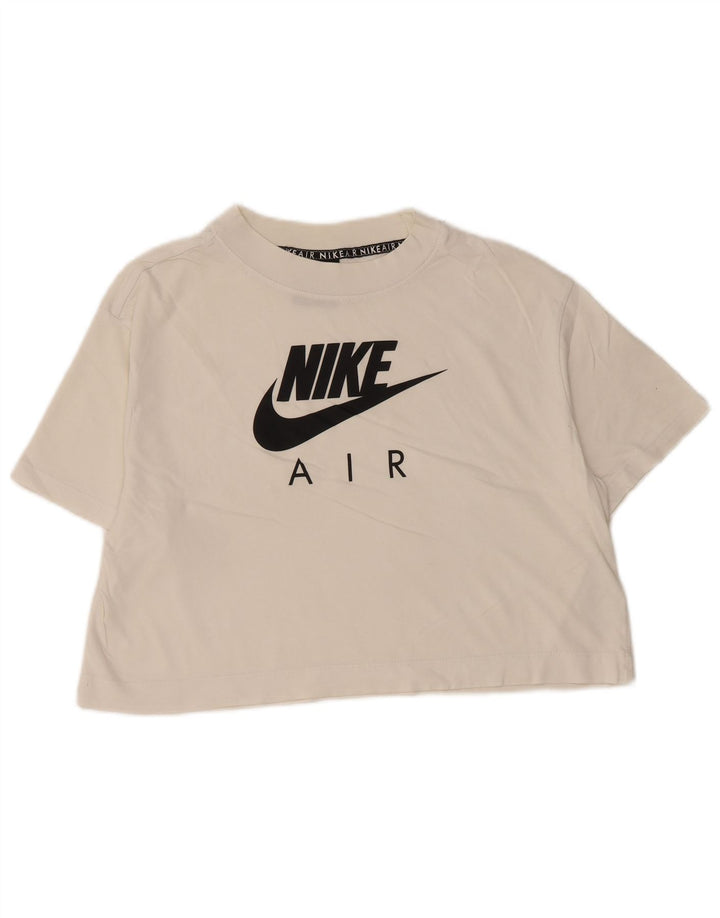 NIKE ženska majica kratkih rukava s velikim grafičkim kratkim rukavima UK 10 Small White Cotton