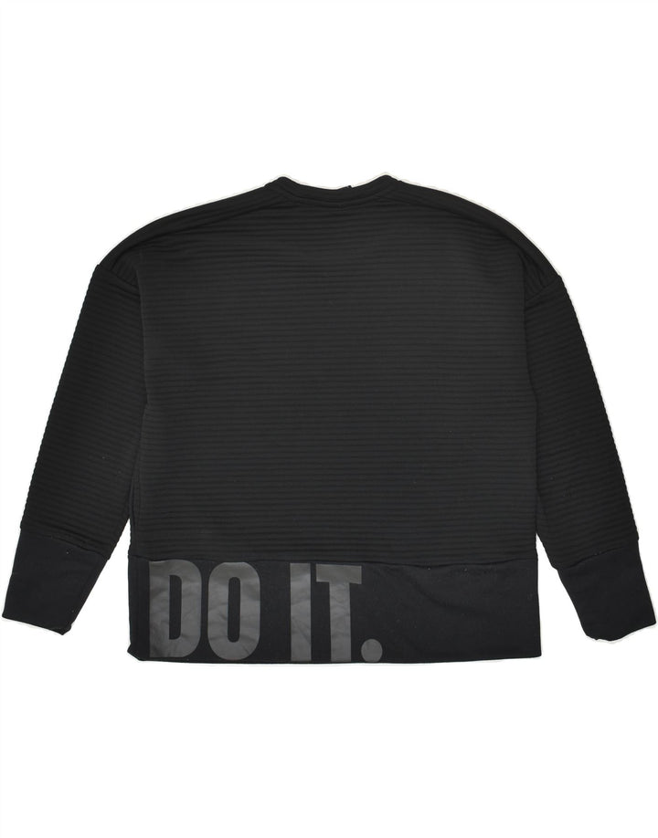 NIKE Womens Dri Fit Oversized Graphic Sweatshirt Jumper UK 10 Small Black | Vintage Nike | Thrift | Second-Hand Nike | Used Clothing | Messina Hembry 