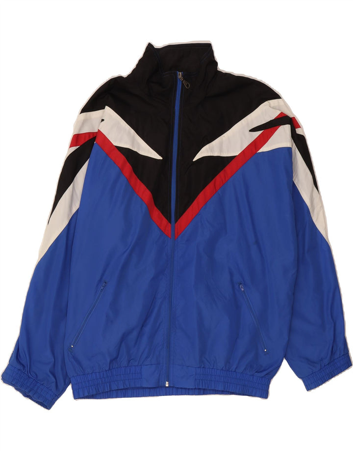 RODEO Mens Graphic Tracksuit Top Jacket Large Blue Colourblock Nylon Vintage Rodeo and Second-Hand Rodeo from Messina Hembry 