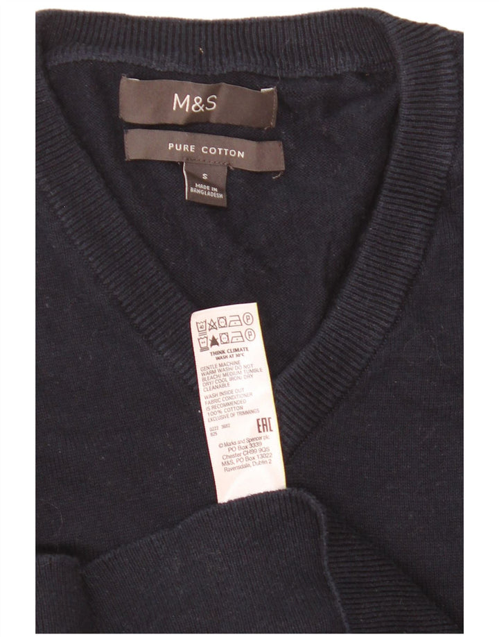 Marks & Spencer muški pulover s V-izrezom, mali tamnoplavi pamuk