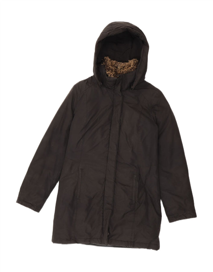 Woolrich ženski podstavljeni kaput s kapuljačom UK 10 Mali crni poliester