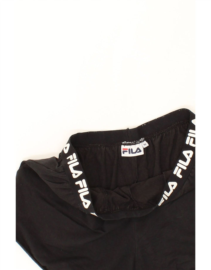 FILA Womens Graphic Sport Shorts UK 14 Medium Black Vintage Fila and Second-Hand Fila from Messina Hembry 