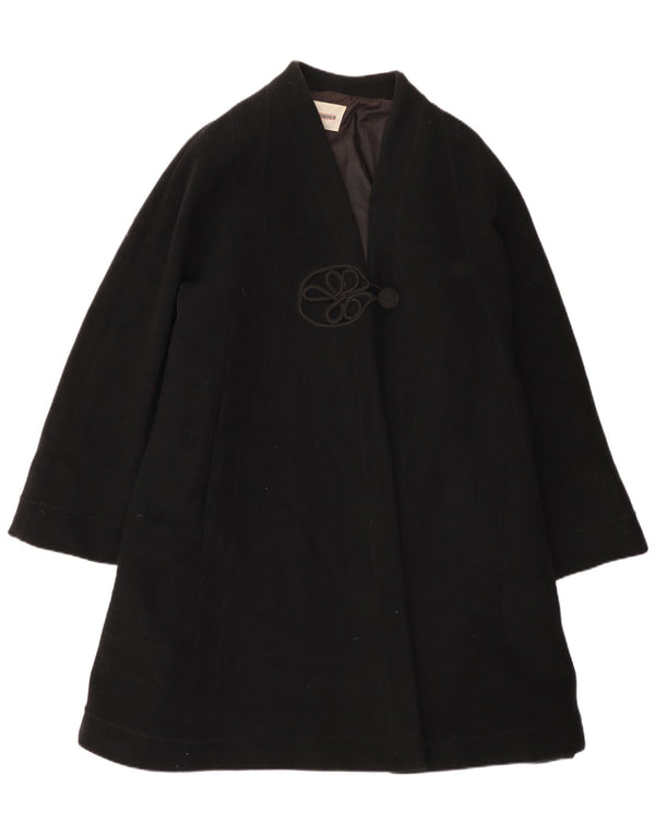 Vintage ženski preveliki kaput UK 12 srednje crne vune