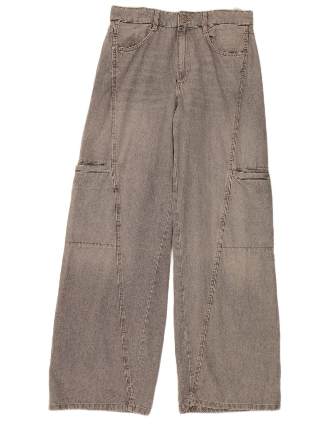 ZARA ženske Cargo traperice širokih nogavica EU 40 srednje W30 L34 sivi pamuk